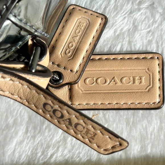 Coach Poppy Mirror Metallic Silver Crossbody Bag Leather Adjustable Strap - Picture 11 of 11